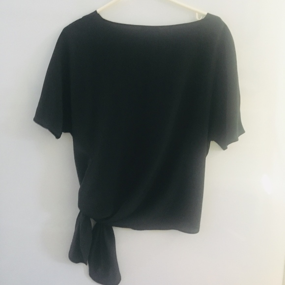 NWOT Silk Blouse Black Short Sleeve 8 M - Picture 5 of 6
